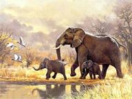 🐘 rovepic 5d diamond painting kit: exquisite african elephant family round full drill - diy paint with diamonds art, forest lake crystal rhinestone cross stitch - home & office wall crafts decorations 12×16 inch logo