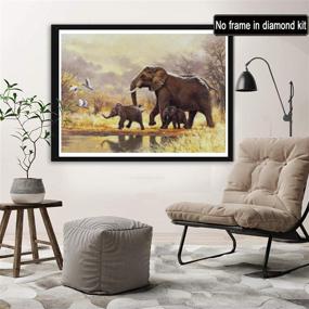 img 3 attached to 🐘 Rovepic 5D Diamond Painting Kit: Exquisite African Elephant Family Round Full Drill - DIY Paint with Diamonds Art, Forest Lake Crystal Rhinestone Cross Stitch - Home & Office Wall Crafts Decorations 12×16 Inch