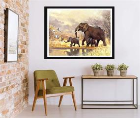 img 2 attached to 🐘 Rovepic 5D Diamond Painting Kit: Exquisite African Elephant Family Round Full Drill - DIY Paint with Diamonds Art, Forest Lake Crystal Rhinestone Cross Stitch - Home & Office Wall Crafts Decorations 12×16 Inch