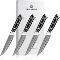 🔪 set of 4 damascus steak knives, 5&#34; professional non-serrated kitchen steak knives, japanese vg10 67 layer high carbon stainless steel, g10 handle triple rivet, straight dinner table knives - gift box logo