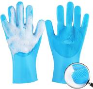 meidong silicone dishwashing gloves with bristles cleaning brush, heat resistant and sponge scrubbers for kitchen cleaning, housework, bathroom, bathing, and car washing - upgrade version logo