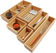 📦 efficiently organize your kitchen and office with kootek adjustable bamboo drawer organizers - 6-piece cutlery silverware holder, storage bins with removable dividers for desk, closet, bathroom логотип