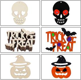 img 1 attached to Aneco 423 Pieces Halloween DIY Wooden Slices Gift Tags Kits Wood Cutouts for Crafting Decorate Ornaments - Includes Hemp Ropes and DIY Tools for Holiday DIY