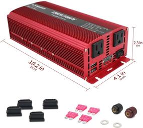img 2 attached to LVYUAN 1500W/3000W Power Inverter: Dual AC Outlets, Dual USB Ports, 12V DC to 110V AC Car Converter with Digital Display - Ideal for Blenders, Vacuums, Power Tools. Includes 4 External 40A Fuses.