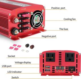 img 3 attached to LVYUAN 1500W/3000W Power Inverter: Dual AC Outlets, Dual USB Ports, 12V DC to 110V AC Car Converter with Digital Display - Ideal for Blenders, Vacuums, Power Tools. Includes 4 External 40A Fuses.