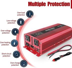 img 1 attached to LVYUAN 1500W/3000W Power Inverter: Dual AC Outlets, Dual USB Ports, 12V DC to 110V AC Car Converter with Digital Display - Ideal for Blenders, Vacuums, Power Tools. Includes 4 External 40A Fuses.