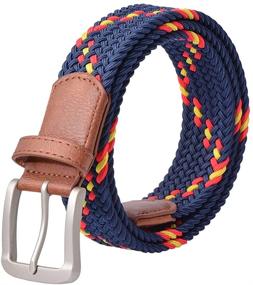 img 2 attached to Elevate your Style with CP002 Men's Accessories: Elastic Braided Leather Belts in Vibrant Stretch Colors