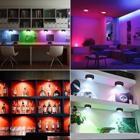 img 3 attached to 💡 MFOX Under Cabinet Led Lighting: Remote Control RGB Color Changing Dimmable Puck Lights, 3 Pack