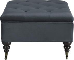 img 1 attached to 😍 Serta Abbot Square Tufted Ottoman with Storage, Casters, Compact Size, Hinged Lid, Tool-Free Assembly, Velvet Upholstery, Dark Blue