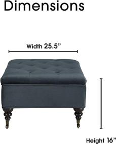 img 2 attached to 😍 Serta Abbot Square Tufted Ottoman with Storage, Casters, Compact Size, Hinged Lid, Tool-Free Assembly, Velvet Upholstery, Dark Blue