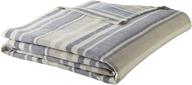 🛏️ eddie bauer home herringbone collection blanket - 100% cotton, lightweight & breathable, twin blue stripe - easy care, machine washable logo