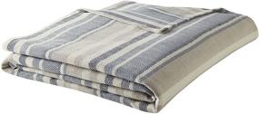 img 3 attached to 🛏️ Одеяло коллекции Herringbone от Eddie Bauer Home - 100% хлопок, легкое и дышащее, двойная синяя полоска - Простой уход, стирка в машине