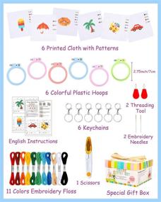 img 3 attached to Caydo 6 Pack Cross Stitch Beginner Kit for Kids 🧵 - Stamped Needlepoint Starter Kit with Instructions for Sewing Backpack Ornaments