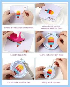 img 1 attached to Caydo 6 Pack Cross Stitch Beginner Kit for Kids 🧵 - Stamped Needlepoint Starter Kit with Instructions for Sewing Backpack Ornaments