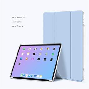 img 2 attached to Aoub Case for iPad Air 2020 10.9 inch 4th Generation, Trifold Stand Auto Sleep/Wake Ultra Slim Lightweight Sky Blue Smart Cover with Frosted Translucent Soft TPU Silicone Shockproof Design, Compatible with iPad Air 4