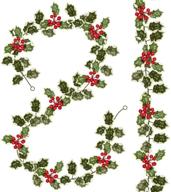 wofair 2pack christmas red berry garland: add festive charm with artificial foliage greenery for fireplace decoration & home xmas décor, indoor/outdoor use logo