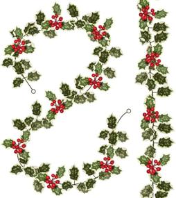 img 4 attached to Wofair 2Pack Christmas Red Berry Garland: Add Festive Charm with Artificial Foliage Greenery for Fireplace Decoration & Home Xmas Décor, Indoor/Outdoor Use