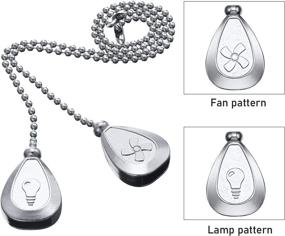 img 3 attached to 🔗 AIIGOU Ceiling Fan Pull Chain Set - 13.6 Inches Drop-Shape Pendant Fan Pull with Ball Chain Connector - Includes Light Design & Fan Design Patterns - Silver