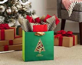 img 3 attached to 🎁 Exquisite Hallmark Signature 10" Large Christmas Gift Bag with Gemstone Christmas Tree Design and Tissue Paper