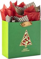 🎁 exquisite hallmark signature 10" large christmas gift bag with gemstone christmas tree design and tissue paper logo