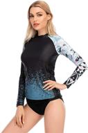 women's rash guard with upf 50+ sun protection: quick dry swimwear shirt for surfing, swimming, and more! logo