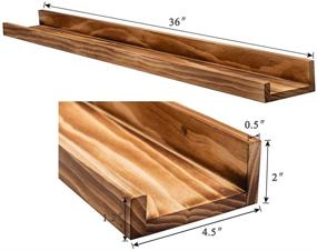 img 2 attached to 📷 36-inch Natural Wood Wall Ledge Display Shelf Set of 2- Floating Picture Shelves