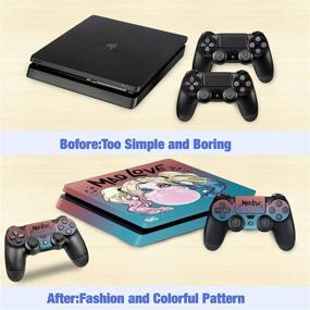 img 1 attached to 🎮 Mad Love Vinyl Skin for PS4 Slim Console & Controllers - Stickers Decal Cover for Whole Body