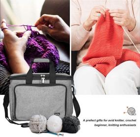 img 3 attached to 🧶 ProCase Knitting Bag: Organizer Tote with Cover and Divider for Projects, Needles, Crochet Hooks, Yarn - Grey