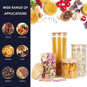 img 2 attached to 🍯 4 Pack of Glass Jars with Bamboo Lids - 23 oz, 33 oz, 43 oz, and 60 oz | Empty Spice Jars with Wood Airtight Lids and Labels | Mixed Size Food Storage Canisters for Kitchen | Ideal for Cookies, Candies, Coffee, Flour, Herbs, Grains