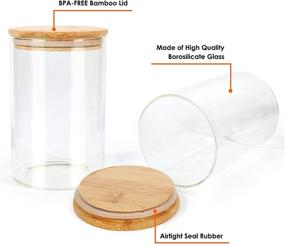 img 1 attached to 🍯 4 Pack of Glass Jars with Bamboo Lids - 23 oz, 33 oz, 43 oz, and 60 oz | Empty Spice Jars with Wood Airtight Lids and Labels | Mixed Size Food Storage Canisters for Kitchen | Ideal for Cookies, Candies, Coffee, Flour, Herbs, Grains