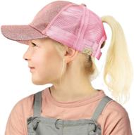 🧢 ideal cc kids 2-5 ponytail messy buns ponycaps baseball visor cap hat for style and convenience logo