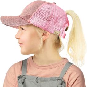 img 2 attached to 🧢 Ideal CC Kids 2-5 Ponytail Messy Buns Ponycaps Baseball Visor Cap Hat for Style and Convenience