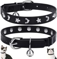 🐱 adjustable length leather safety cat collar with elastic belt - 7 to 10 inches logo