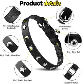 img 3 attached to 🐱 Adjustable Length Leather Safety Cat Collar with Elastic Belt - 7 to 10 Inches