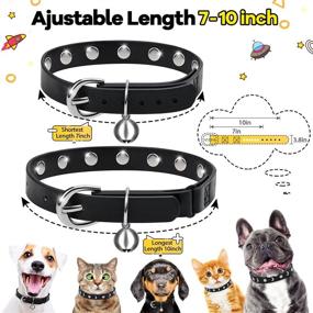 img 2 attached to 🐱 Adjustable Length Leather Safety Cat Collar with Elastic Belt - 7 to 10 Inches