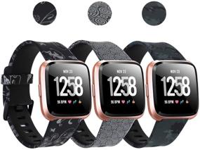 img 4 attached to Несмываемые узоры с принтом цветочных сменных ремешков для Fitbit Versa 2 - Совместимы с женщинами и мужчинами - Размеры: маленький и большой - Подходят для умных часов Versa / Versa Lite