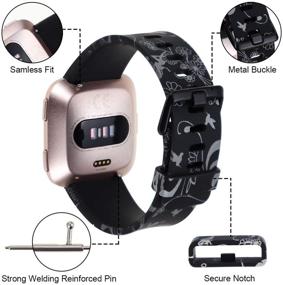 img 2 attached to Несмываемые узоры с принтом цветочных сменных ремешков для Fitbit Versa 2 - Совместимы с женщинами и мужчинами - Размеры: маленький и большой - Подходят для умных часов Versa / Versa Lite