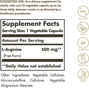 img 3 attached to Solgar L-Arginine 500 мг 250 овощных капсул - Повышение оксида азота для здоровья сердечно-сосудистой системы!