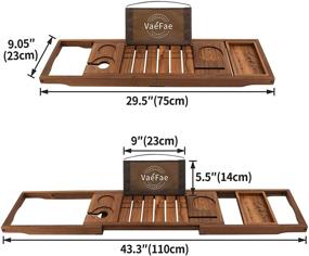 img 2 attached to 🛀 Expandable Teak Bathtub Tray with Wine and Book Holder - Premium Wooden Bath Caddy for Tub, Includes Free Teak Body Brush