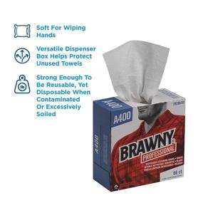 img 3 attached to Georgia-Pacific Brawny Professional A400 Disposable Cleaning Towel - Tall Box, 10 Boxes, White