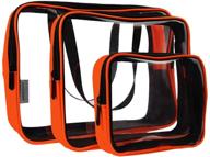 🧳 clear toiletry bag set - 3 pack transparent packing cubes - travel organizer bag for toiletries, clothing, electronics (orange) logo