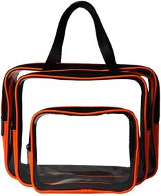 img 1 attached to 🧳 Clear Toiletry Bag Set - 3 Pack Transparent Packing Cubes - Travel Organizer Bag for Toiletries, Clothing, Electronics (Orange)