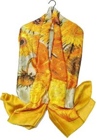 img 4 attached to Shanlin Floral Satin Scarves SunFlowers