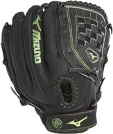 mizuno mmx1205 youth ball park softball glove - 12 inch, black/green, right hand throw логотип