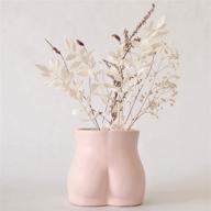 💖 speckled matte pink ceramic booty planter, female form body vase with cheeky flower vases and drainage plug - modern boho decor, plant pot sculpture for feminist minimalist small accent logo