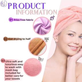 img 2 attached to 🧖 MARIA BEAU Microfiber Hair Towels for Women - Frizz-Free Hair Towel Wrap - Absorbent Towels with Elastic Loop & Secure Buttons - Fast Drying Towel for Curly/Wavy Hair – 3 Pack (Purple, Pink, Brown)