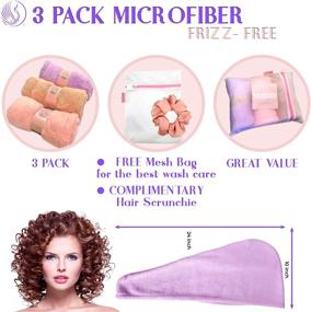 img 3 attached to 🧖 MARIA BEAU Microfiber Hair Towels for Women - Frizz-Free Hair Towel Wrap - Absorbent Towels with Elastic Loop & Secure Buttons - Fast Drying Towel for Curly/Wavy Hair – 3 Pack (Purple, Pink, Brown)