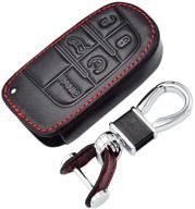 🔑 protective black leather key chain case for dodge jeep grand cherokee charger dart challenger durango journey 5 buttons remote smart key fob logo