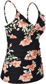 img 3 attached to 👙 Hilor Women's Tankini Tops: Stylish Shirred Ruffled Swimsuits with V-Neck Design