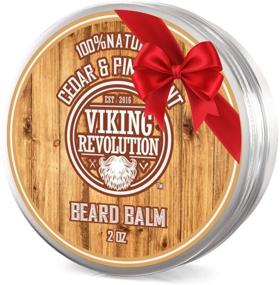 img 4 attached to Viking Revolution Beard Balm: Cedar & Pine Scent w/Argan & Jojoba Oils - Style, Strengthen & Soften Beards & Mustaches - Leave-in Conditioner Wax for Men